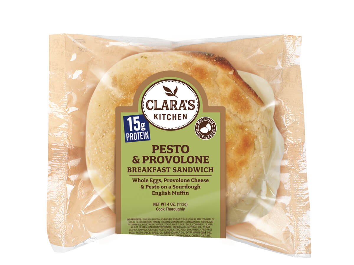 Egg Pesto Provolone On English Muffin